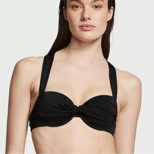 NWT Victoria’s Secret black twist balconette bikini top, 36C, flawless